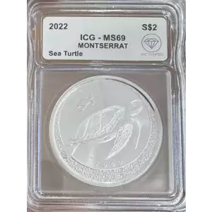 2022 Silver Montserrat Sea Turtle ICG MS69 IDC Verified