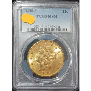 1898-S $20 Liberty Head PCGS MS61