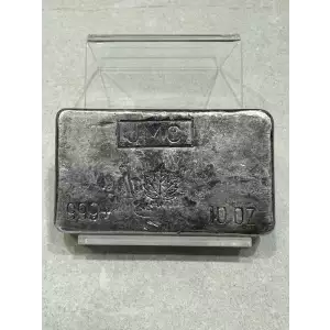 10 oz JMC Maple Leaf Johnson Matthey Canada Poured Vintage Silver Bar