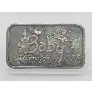 1977 Welcome Baby 1 oz Silver Bar Madison Mint VINTAGE