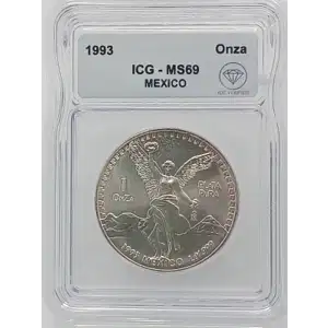 1993 Mexican 1 oz Silver Libertad Coin ICG MS69 IDC Verified