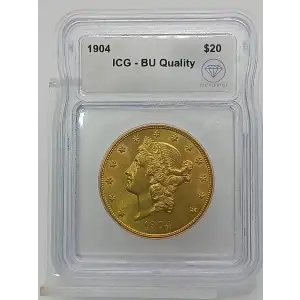 1904 Pre-33 $20 Liberty Gold Double Eagle Coin ICG BU Quality