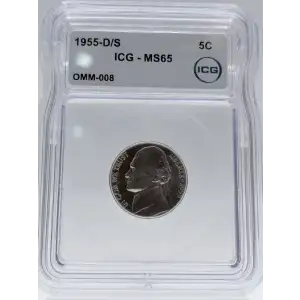 1955-D/S Jefferson Nickel ICG MS-65 OMM-008