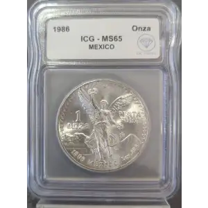 1986 Mexican 1 oz Silver Libertad ICG MS65  (2)