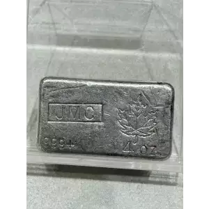 4 oz JMC Maple Leaf Johnson Matthey Canada Poured Vintage Silver Bar (2)