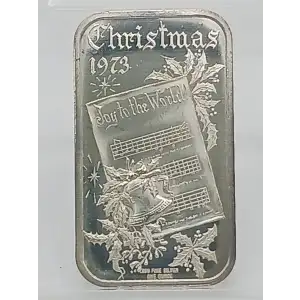 1973 Christmas Joy To The World 1 oz Silver Bar Madison Mint VINTAGE #4 (2)