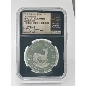2018 South Africa Silver Krugerrand NGC PF70 UC First Releases Tumi Tsehlo Signed (2)