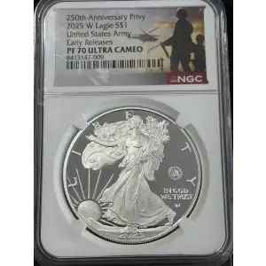 2025 W American Silver Eagle NGC PF70 250th Anniversary ER UCAM Army (2)