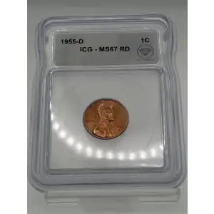 1955 D Lincoln Cent (Wheat Reverse) ICG MS67 Red IDC VERIFIED