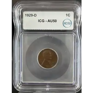 1929 D Lincoln Cent (Wheat Reverse) ICG AU50