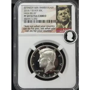 2014 P HIGH RELIEF KENNEDY 50th ANNIVERSARY ULTRA CAMEO