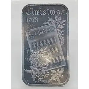 1973 Christmas Joy To The World 1 oz Silver Bar Madison Mint VINTAGE #1