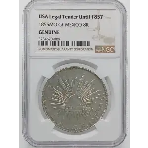 USA Legal Tender Until 1857- 1855-MO GF Mexico 8R NGC Genuine (2)