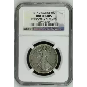1917 D Half Dollars Liberty Walking NGC F Details Improperly Cleaned (2)