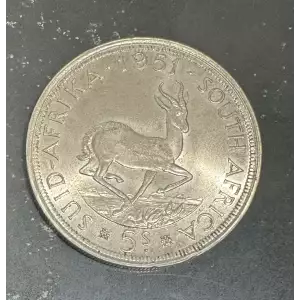 South Africa 1951 Silver 5 Shillings George VI